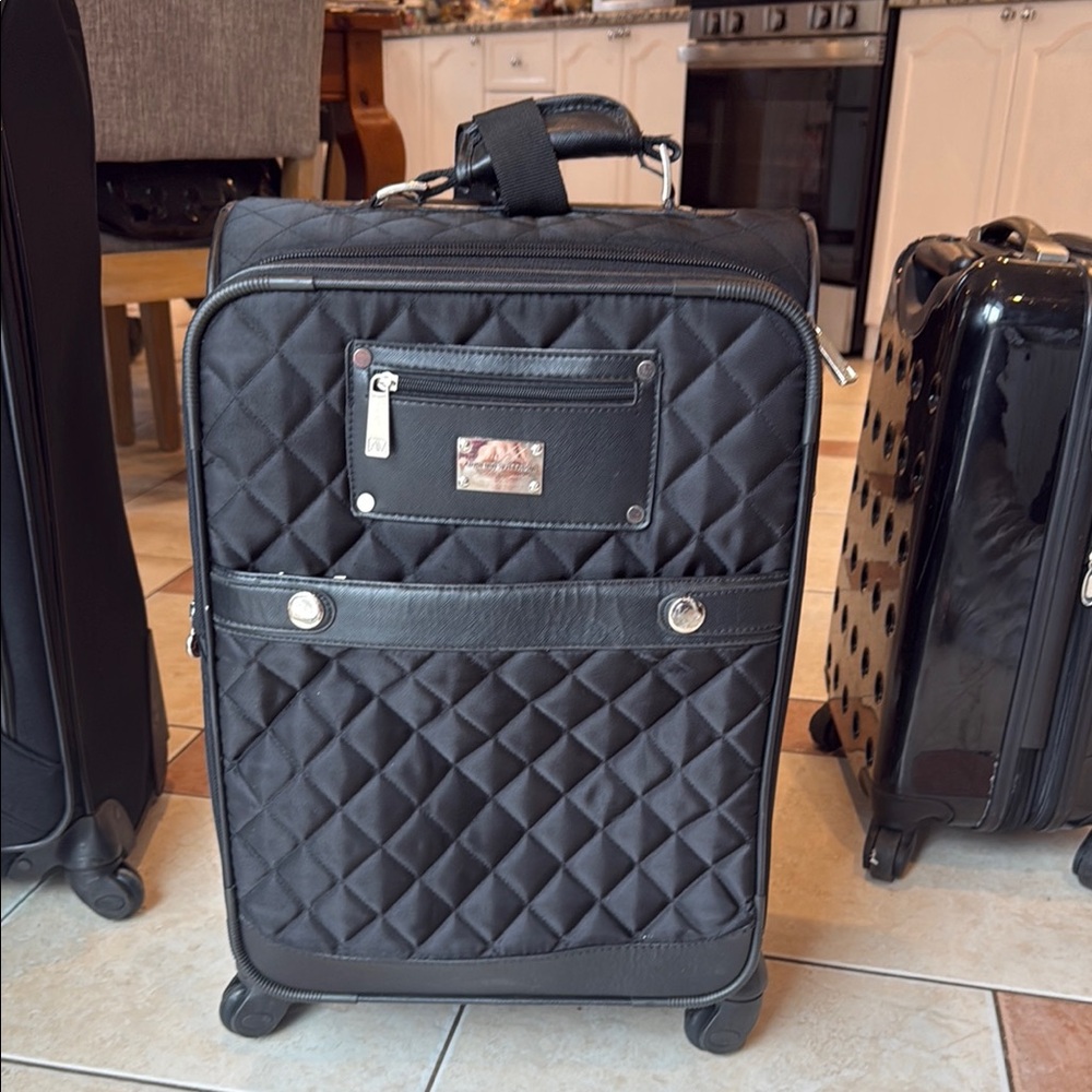 Adrienne Vittadini Quilted Black Suitcase